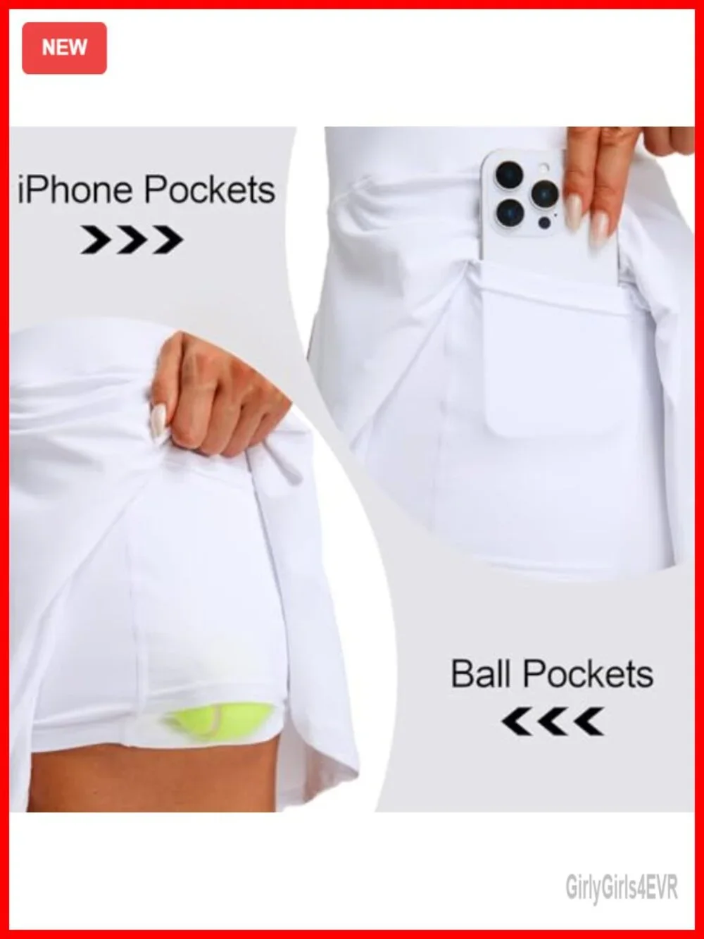 Pleated Tennis Skort with Inner Pockets High Waisted Athletic Golf Skirt